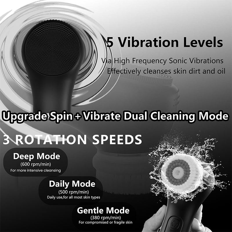 Multi-functional Silicone Facial Cleansing Device With Vibrating Massage Function
