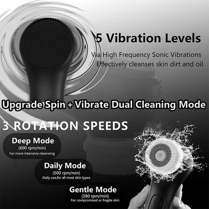 Multi-functional Silicone Facial Cleansing Device With Vibrating Massage Function